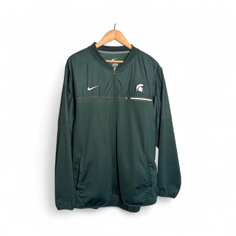 Nike Michigan State Spartans Jacket Mens Extra Large Green Track Top Windbreaker